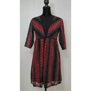 XHILARATION Mystic Red Black Crochet Lace Overlay Mini Dress Juniors Size Large